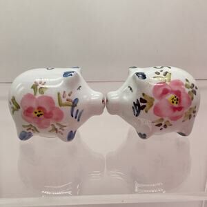 Valentines Day VTG Porcelain Salt and Pepper Shaker Hand Painted Pigs